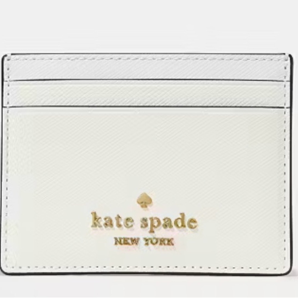 Kate Spade Cream Card Holder with Gold Logo